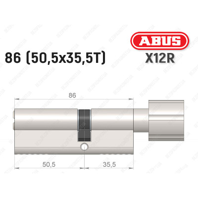Циліндр ABUS X12R Compact, з тумблером, 85 (50х35Т)