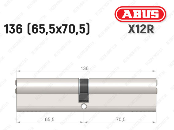 Циліндр ABUS X12R Compact, ключ-ключ, 135 (65х70)