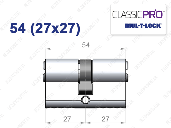 Циліндр Mul-T-Lock Classic Pro ключ-ключ 54 мм (27x27)