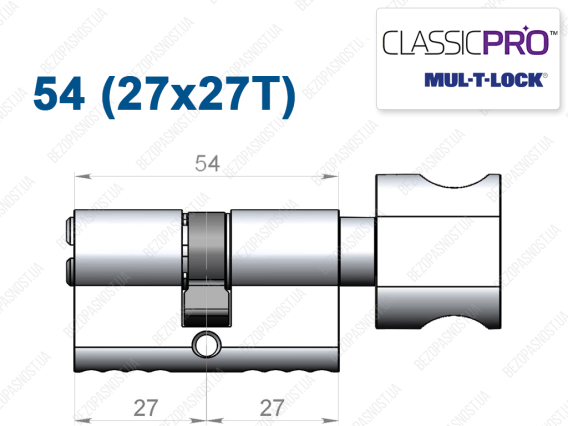 Циліндр Mul-T-Lock Classic Pro ключ-тумблер 54 мм (27x27T)