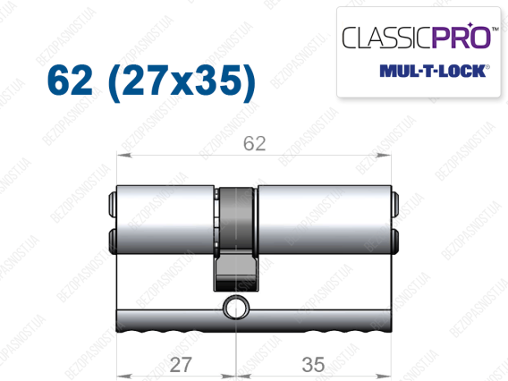 Циліндр Mul-T-Lock Classic Pro ключ-ключ 62 мм (27x35)