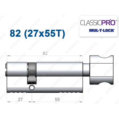 Цилиндр Mul-T-Lock Classic Pro ключ-тумблер 82 мм (27x55T)