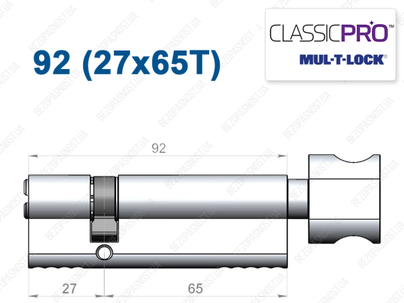 Циліндр Mul-T-Lock Classic Pro ключ-тумблер 92 мм (27x65T)