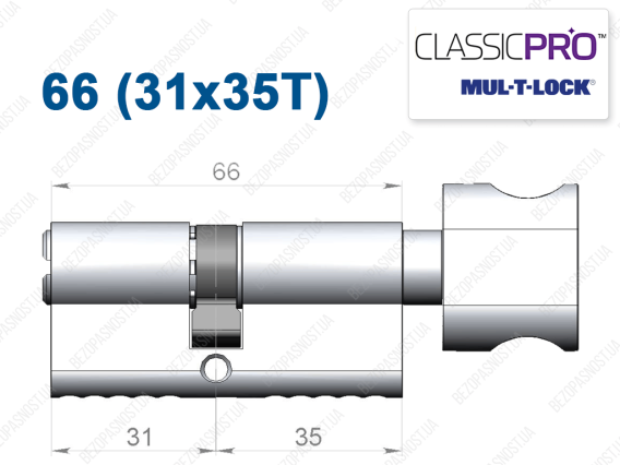 Цилиндр Mul-T-Lock Classic Pro ключ-тумблер 66 мм (31x35T)