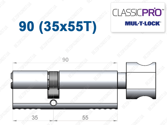 Циліндр Mul-T-Lock Classic Pro ключ-тумблер 90 мм (35x55T)