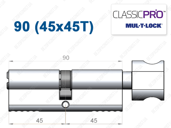 Цилиндр Mul-T-Lock Classic Pro ключ-тумблер 90 мм (45x45T)