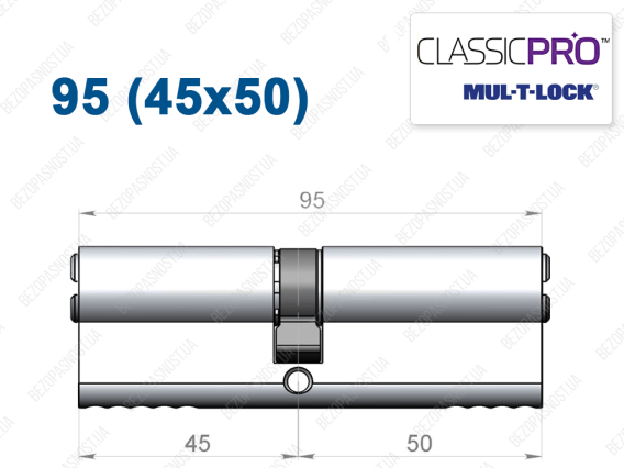 Цилиндр Mul-T-Lock Classic Pro ключ-ключ 95 мм (45x50)