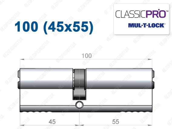 Циліндр Mul-T-Lock Classic Pro ключ-ключ 100 мм (45x55)