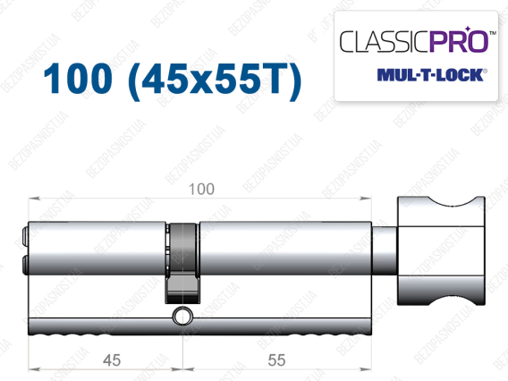 Цилиндр Mul-T-Lock Classic Pro ключ-тумблер 100 мм (45x55T)
