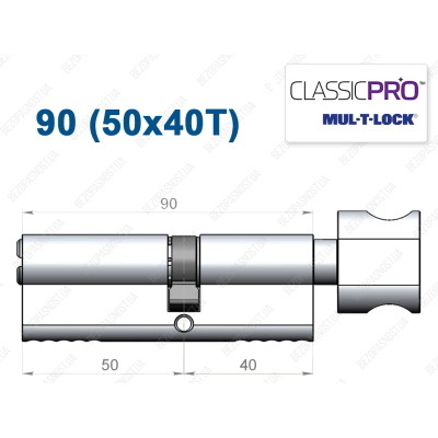 Цилиндр Mul-T-Lock Classic Pro ключ-тумблер 90 мм (50x40T)