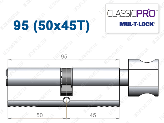 Цилиндр Mul-T-Lock Classic Pro ключ-тумблер 95 мм (50x45T)