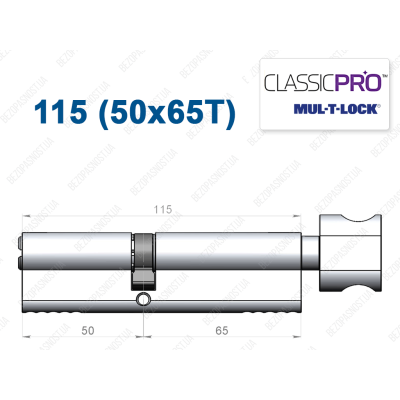 Цилиндр Mul-T-Lock Classic Pro ключ-тумблер 115 мм (50x65T)