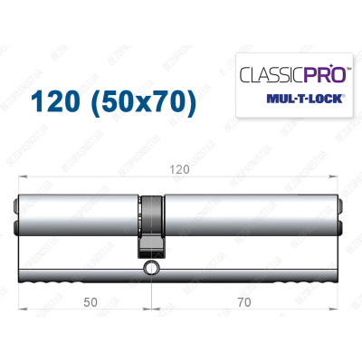 Цилиндр Mul-T-Lock Classic Pro ключ-ключ 120 мм (50x70)