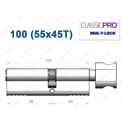 Цилиндр Mul-T-Lock Classic Pro ключ-тумблер 100 мм (55x45T)