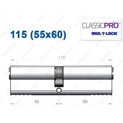 Цилиндр Mul-T-Lock Classic Pro ключ-ключ 115 мм (55x60)