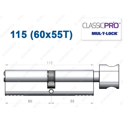 Цилиндр Mul-T-Lock Classic Pro ключ-тумблер 115 мм (60x55T)