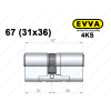 Циліндр EVVA 4KS 67 мм (31x36), ключ-ключ