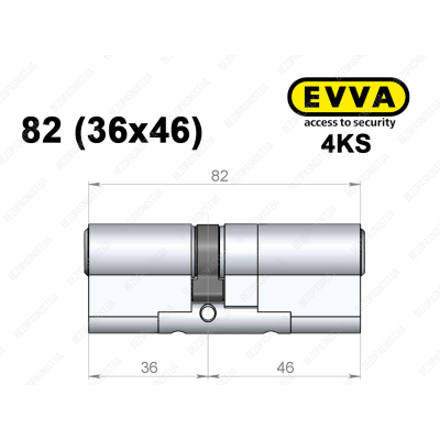 Циліндр EVVA 4KS 82 мм (36x46), ключ-ключ
