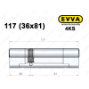 Циліндр EVVA 4KS 117 мм (36x81), ключ-ключ