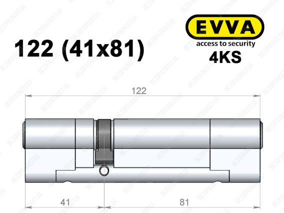 Циліндр EVVA 4KS 122 мм (41x81), ключ-ключ
