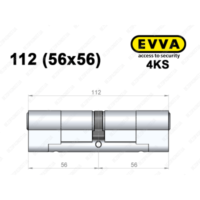 Цилиндр EVVA 4KS 112 мм (56x56), ключ-ключ