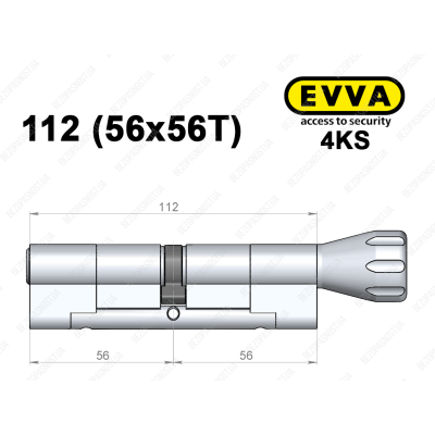 Цилиндр EVVA 4KS 112 мм (56x56T), с тумблером