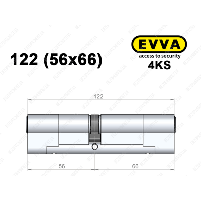 Цилиндр EVVA 4KS 122 мм (56x66), ключ-ключ