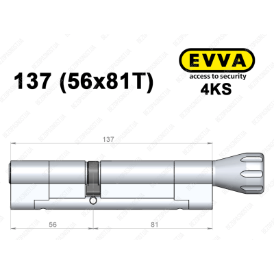 Циліндр EVVA 4KS 137 мм (56x81T), з тумблером