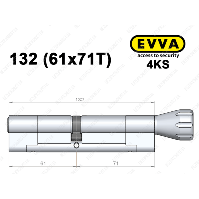 Циліндр EVVA 4KS 132 мм (61x71T), з тумблером
