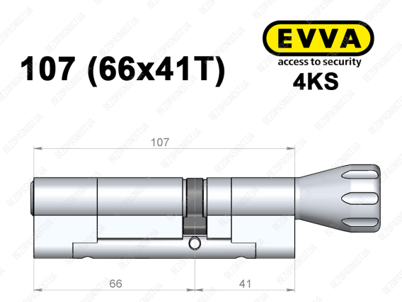 Циліндр EVVA 4KS 107 мм (66x41T), з тумблером