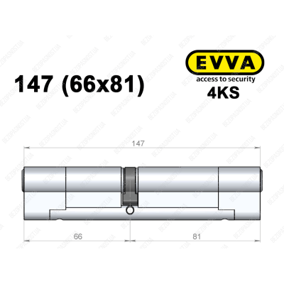 Циліндр EVVA 4KS 147 мм (66x81), ключ-ключ