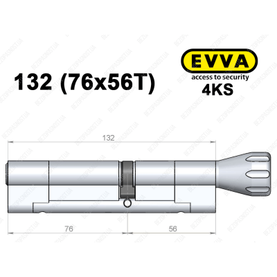 Циліндр EVVA 4KS 132 мм (76x56T), з тумблером