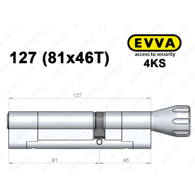 Циліндр EVVA 4KS 127 мм (81x46T), з тумблером
