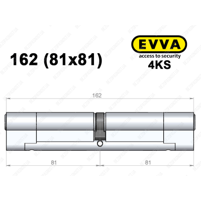 Циліндр EVVA 4KS 162 мм (81x81), ключ-ключ
