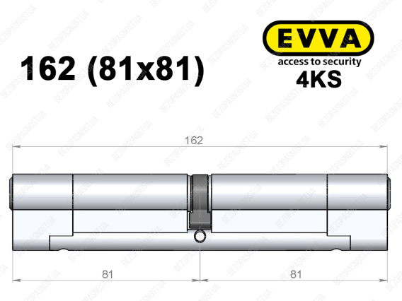 Цилиндр EVVA 4KS 162 мм (81x81), ключ-ключ