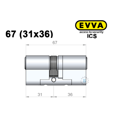 Циліндр EVVA ICS 67 мм (31x36), ключ-ключ