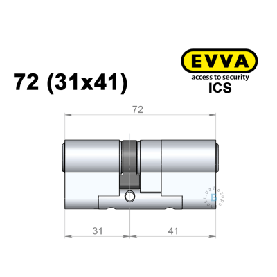 Цилиндр EVVA ICS 72 мм (31x41), ключ-ключ