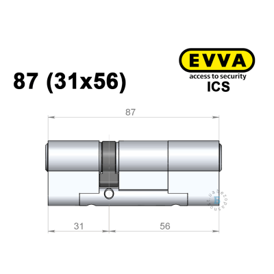 Цилиндр EVVA ICS 87 мм (31x56), ключ-ключ