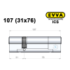 Циліндр EVVA ICS 107 мм (31x76), ключ-ключ