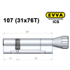 Циліндр EVVA ICS 107 мм (31x76T), з тумблером