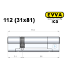 Цилиндр EVVA ICS 112 мм (31x81), ключ-ключ