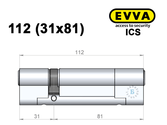 Цилиндр EVVA ICS 112 мм (31x81), ключ-ключ