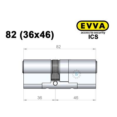 Цилиндр EVVA ICS 82 мм (36x46), ключ-ключ