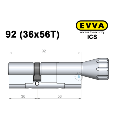 Цилиндр EVVA ICS 92 мм (36x56T), с тумблером