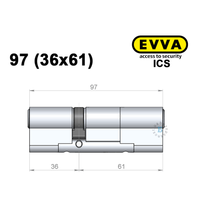Цилиндр EVVA ICS 97 мм (36x61), ключ-ключ