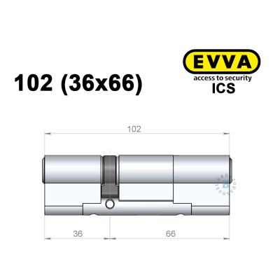 Цилиндр EVVA ICS 102 мм (36x66), ключ-ключ