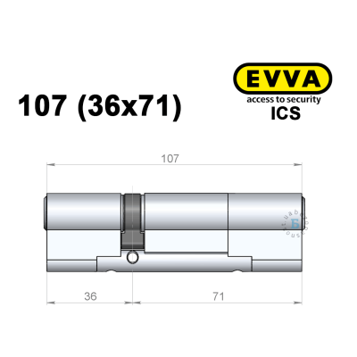 Циліндр EVVA ICS 107 мм (36x71), ключ-ключ
