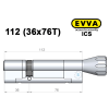 Цилиндр EVVA ICS 112 мм (36x76T), с тумблером