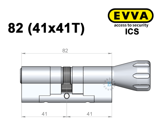 Циліндр EVVA ICS 82 мм (41x41T), з тумблером