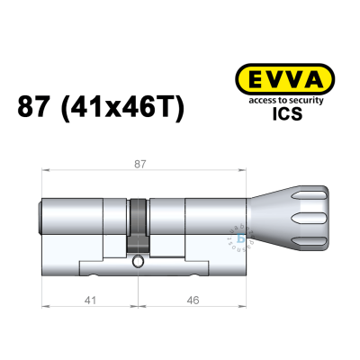 Цилиндр EVVA ICS 87 мм (41x46T), с тумблером